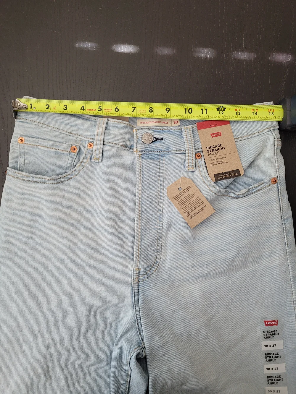 Levi's Ribcage Straight Ankle Jeans - Light Wash, Pale Blue, Buttonfly - Picture 5 of 11